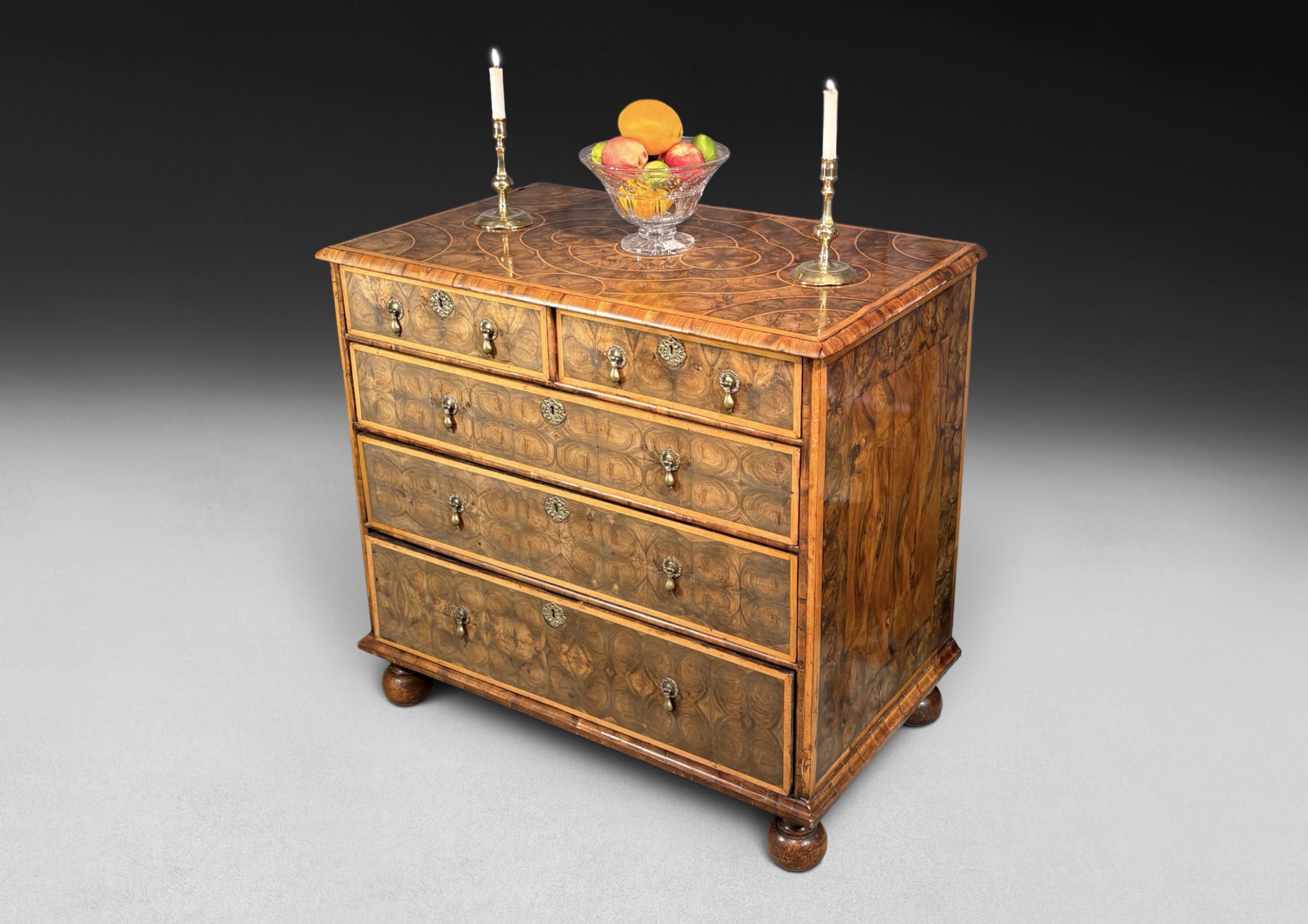 William and Mary Period Oyster-Veneered Laburnum Chest of Drawers - Image 8