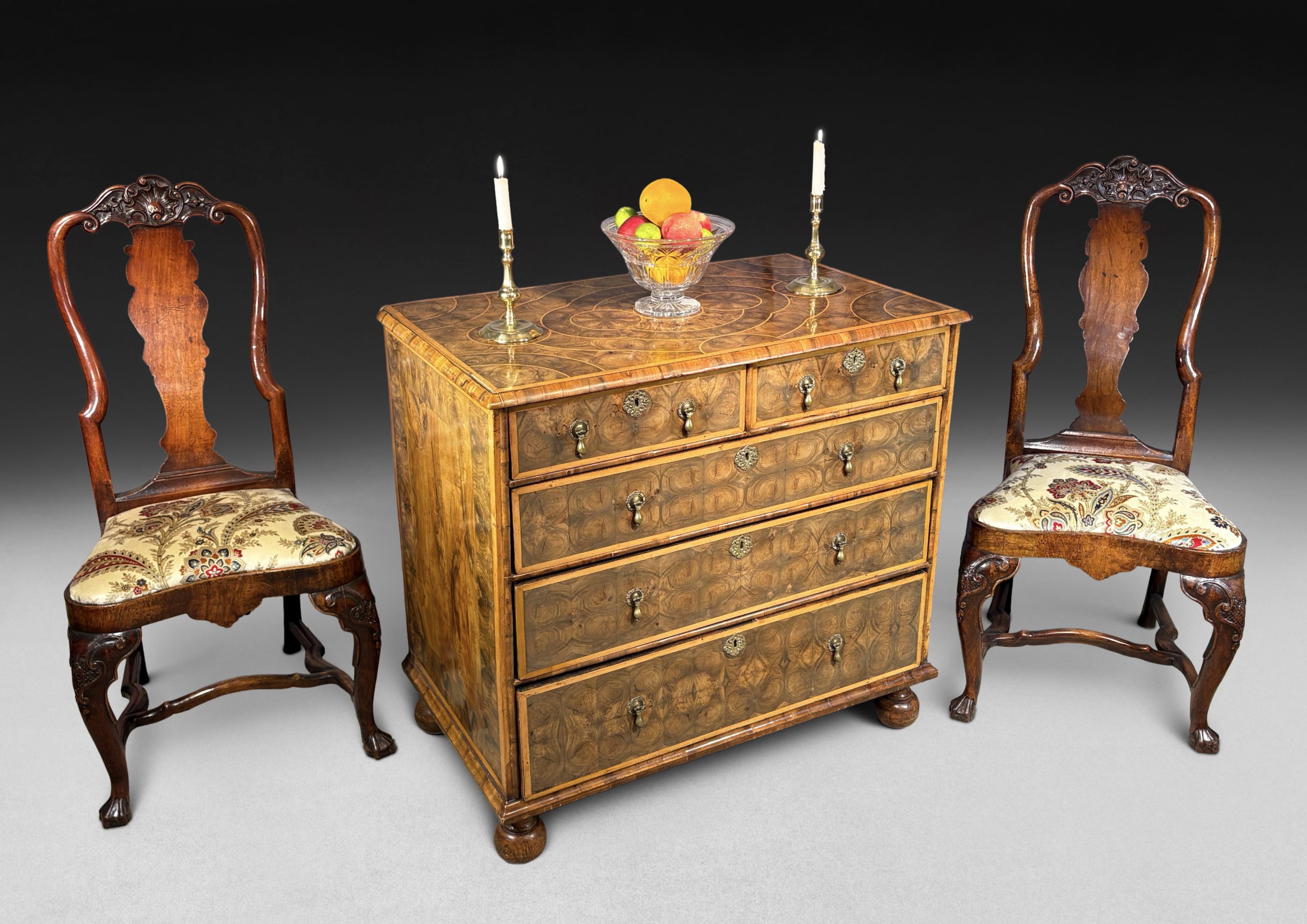 William and Mary Period Oyster-Veneered Laburnum Chest of Drawers - Image 5